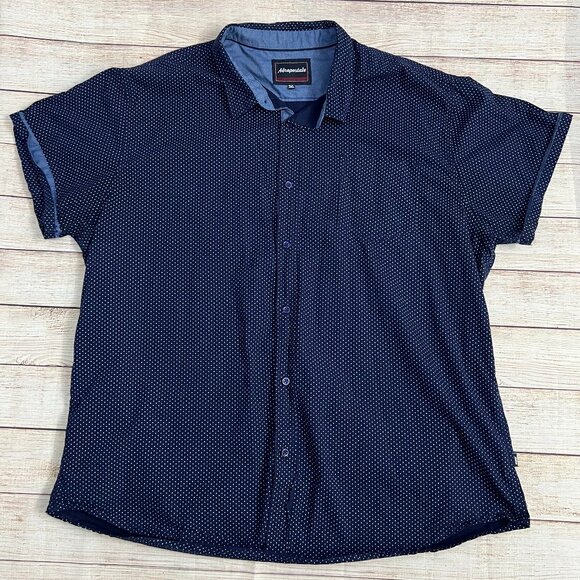 Aeropostale Men's Navy Polka Dot Button Up Shirt Size 3XL Short Sleeve Cotton - Picture 1 of 14